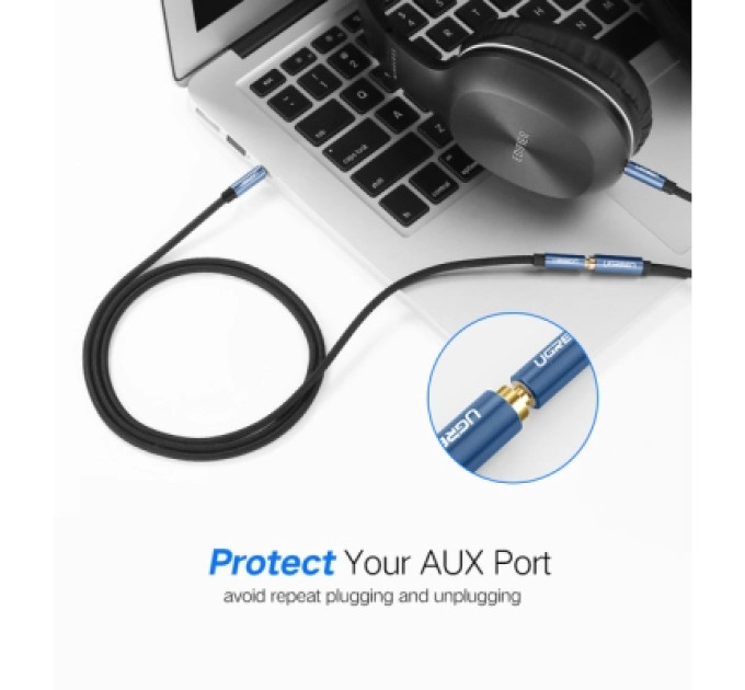 Ugreen Кабель мультимедійний 3.5mm M to 3.5mm F 2.0m AV118 blue Ugreen (40675)