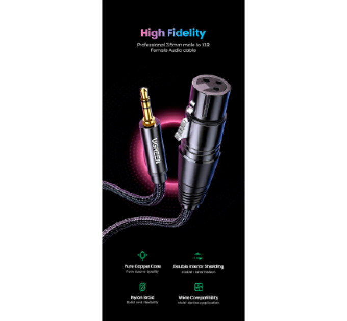 Ugreen Кабель мультимедійний 3.5mm M to XLR F 1.0m AV182 black Ugreen (20763)