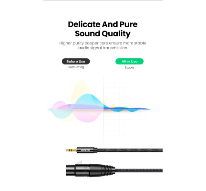 Ugreen Кабель мультимедійний 3.5mm M to XLR F 1.0m AV182 black Ugreen (20763)
