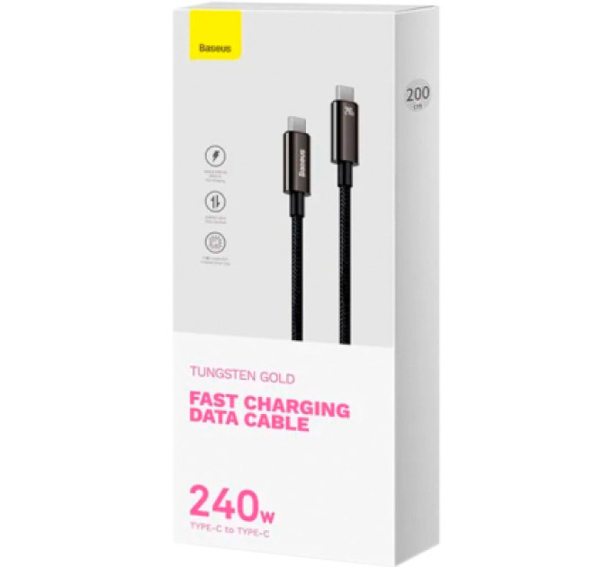 Baseus Дата кабель USB-C to USB-C 2.0m 240W Black Baseus (CAWJ040101)