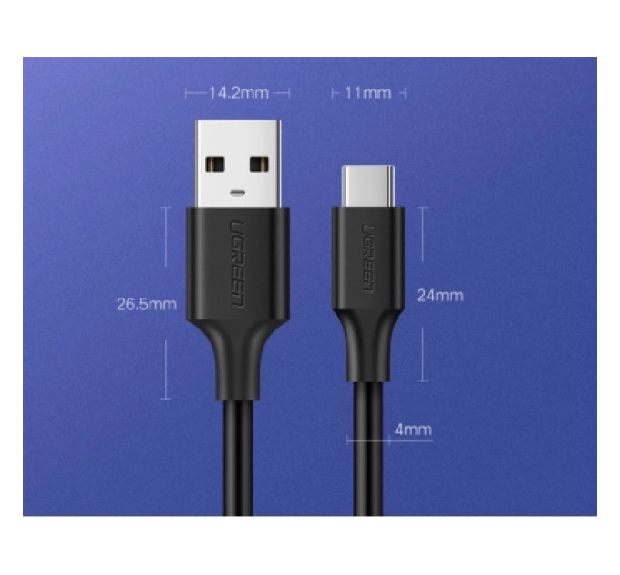 Ugreen Дата кабель USB 2.0 AM to USB-C 0.25m 3A US287 black Ugreen (60114)