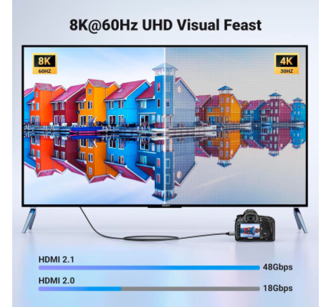 Ugreen Кабель мультимедійний HDMI M to HDMI mini M 1.0m 8K HD163 black Ugreen (15514)