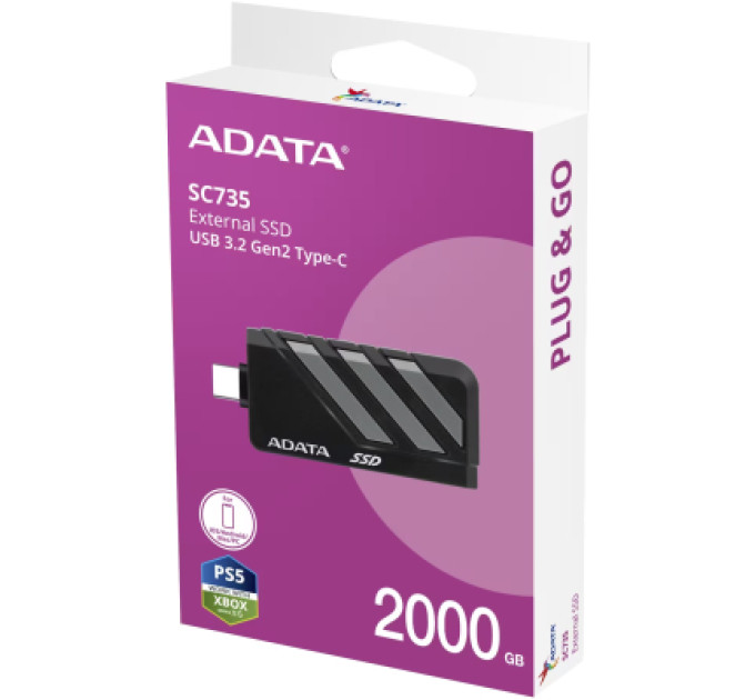 ADATA Накопичувач SSD USB 3.2 2TB SC735 ADATA (SC735-2000G-CCBK/GY)