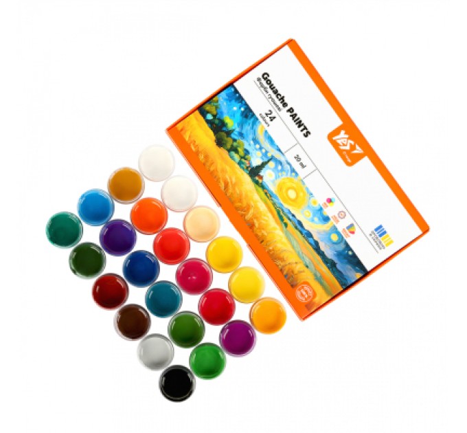 Гуашеві фарби Yes Orange Line 24 кольорів по 20 мл (230434)