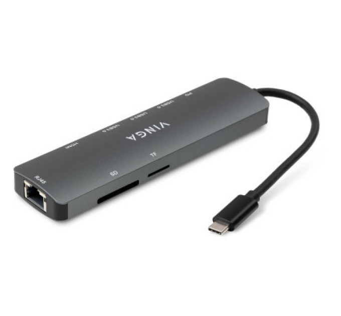 Vinga Концентратор Vinga USB-C 3.1 to HDMI+RJ45_1Gbps+3xUSB3.0+SD/TF+PD100W (VHYC8)
