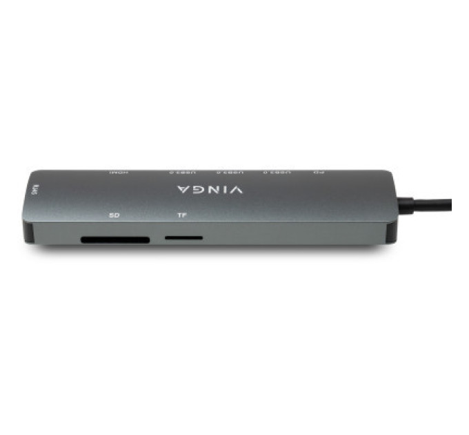 Vinga Концентратор Vinga USB-C 3.1 to HDMI+RJ45_1Gbps+3xUSB3.0+SD/TF+PD100W (VHYC8)