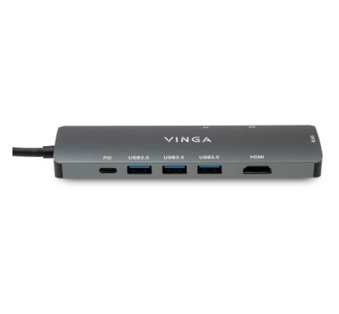 Vinga Концентратор Vinga USB-C 3.1 to HDMI+RJ45_1Gbps+3xUSB3.0+SD/TF+PD100W (VHYC8)