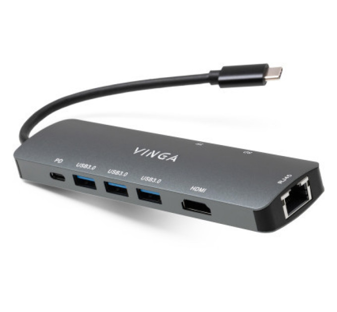 Vinga Концентратор Vinga USB-C 3.1 to HDMI+RJ45_1Gbps+3xUSB3.0+SD/TF+PD100W (VHYC8)