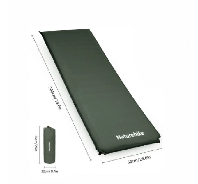 Матрац надувний Naturehike CNK2450WS020, 200х63х10 см, темно-зелений (6927595712740)