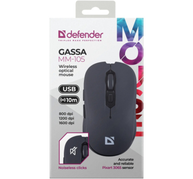 Defender Мишка Defender Gassa MM-105 Wireless Black (52105)