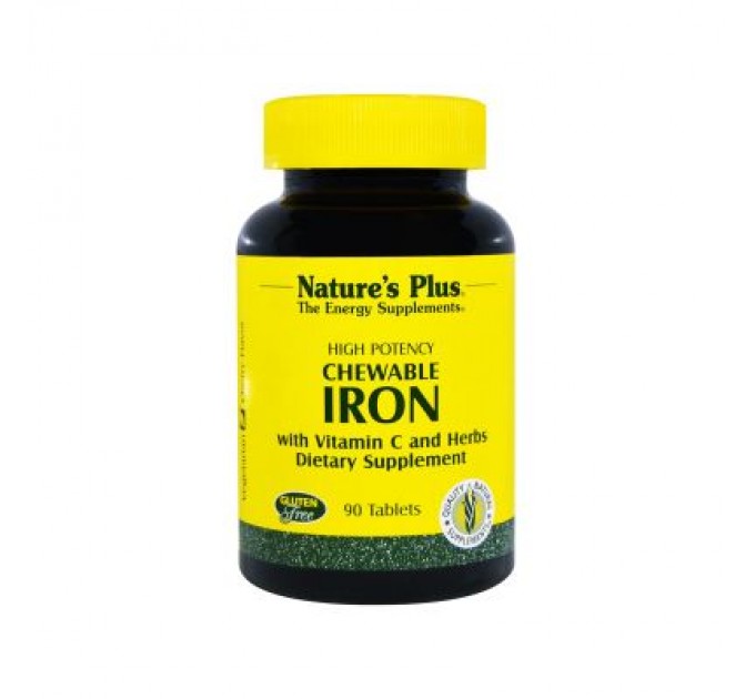 Мінерали Natures Plus Залізо з вітаміном С, Chewable Iron, 90 жувальних таблеток (NAP-03421)