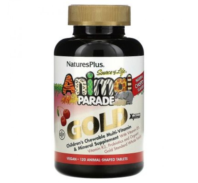 Мультивітамін Natures Plus Мультивитамины для Детей, Вкус Вишни, Animal Parade Gold, 1 (NAP-29932)