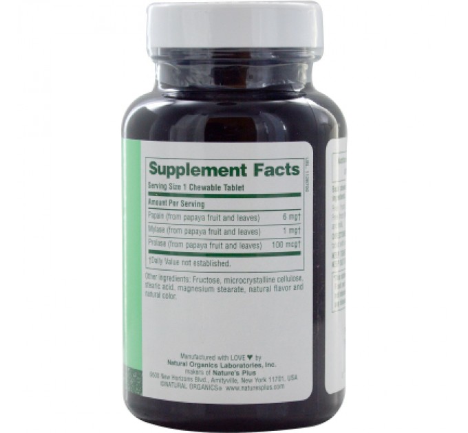 Трави Natures Plus Ферменти Папаї, 180 жувальних таблеток (NTP4460)