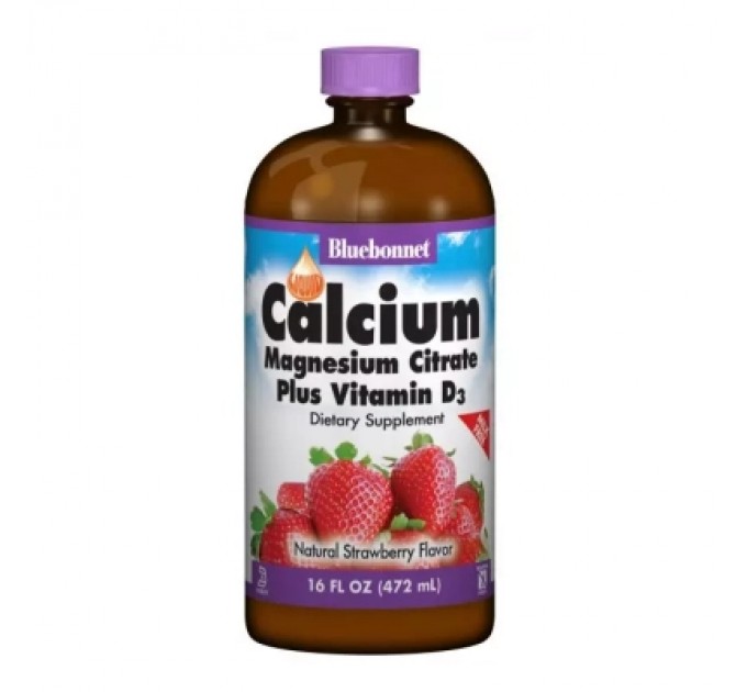 Вітамінно-мінеральний комплекс Bluebonnet Nutrition Рідкий Кальцій Цитрат Магнію + Вітамін D3, Смак Полуниці (BLB-00692)