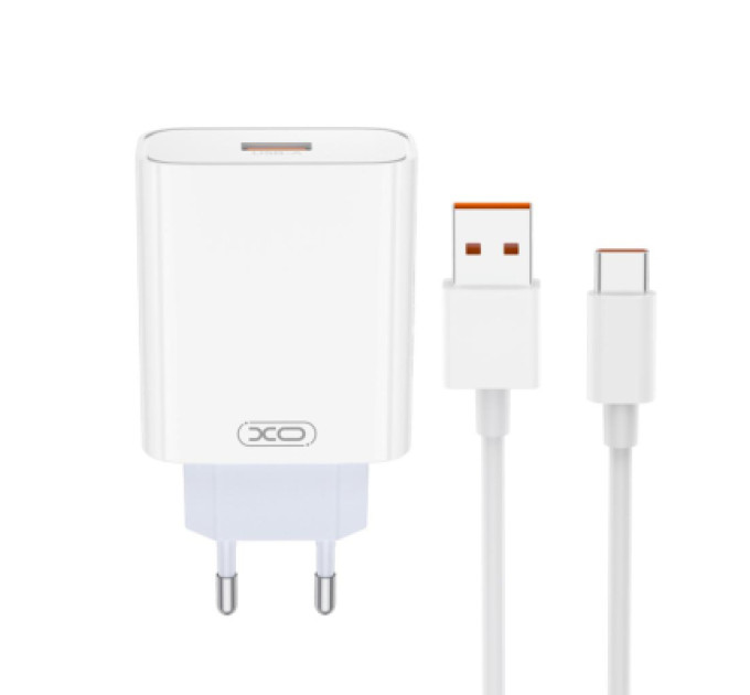 XO Зарядний пристрій XO USB 120W + cable USB to USB-C white (XO-L128U)