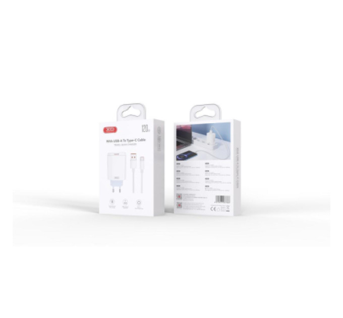 XO Зарядний пристрій XO USB 120W + cable USB to USB-C white (XO-L128U)