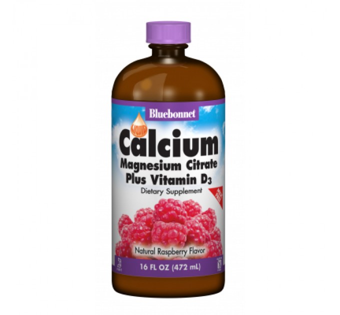 Вітамінно-мінеральний комплекс Bluebonnet Nutrition Рідкий Кальцій Цитрат Магнію + Вітамін D3, Смак Малини, 1 (BLB-00694)