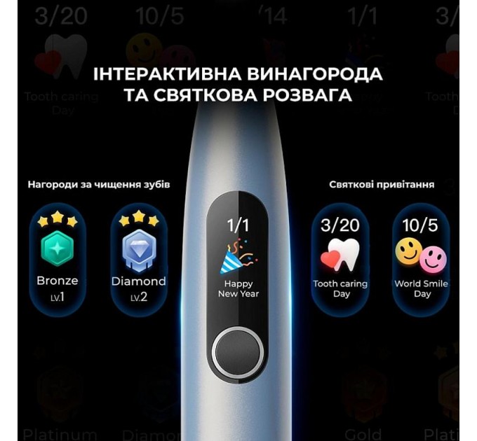 Електрична зубна щітка Oclean X Plus Pro Digital Silver