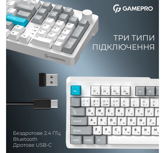 Клавіатура бездротова GamePro Asgard Drakkar Keychron Super Red Switch White (MK305WH)