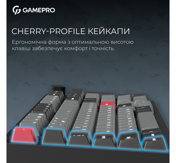 Клавіатура бездротова GamePro Asgard Drakkar Keychron Super Red Switch Black (MK305BK)