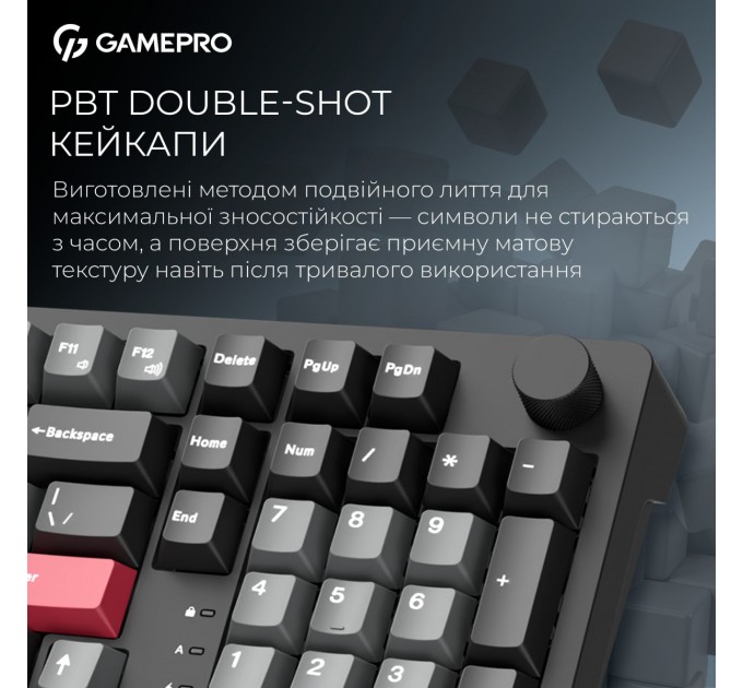 Клавіатура бездротова GamePro Asgard Drakkar Keychron Super Red Switch Black (MK305BK)