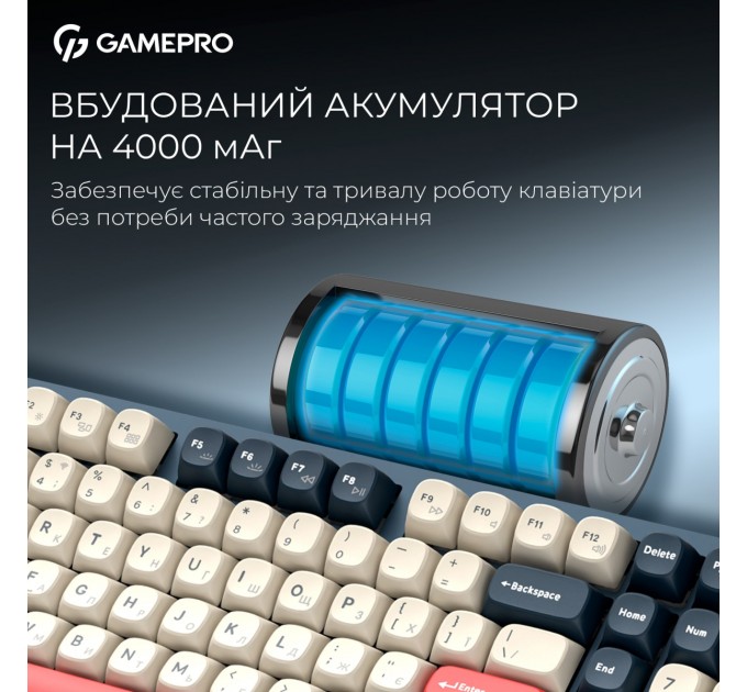 Клавіатура бездротова GamePro Asgard Drakkar Keychron Super Red Switch Blue (MK305BL)
