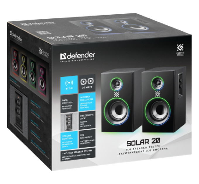 Defender Акустична система Defender Solar 20 Bluetooth Black (65721)