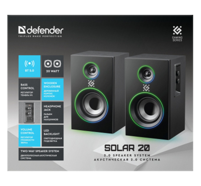 Defender Акустична система Defender Solar 20 Bluetooth Black (65721)