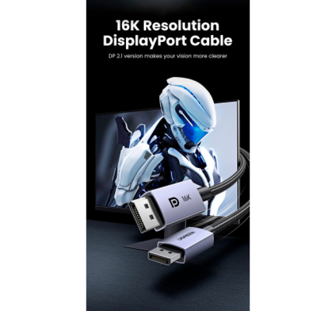 Ugreen Кабель мультимедійний DisplayPort M to DisplayPort M 3.0m 16K DP118 black Ugreen (25862)