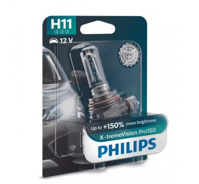 Автолампа Philips H11 X-treme VISION PRO +150%, 3700K, 1шт/блістер (12362XVPB1)