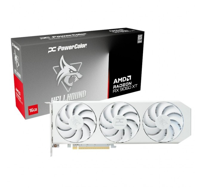 Відеокарта AMD Radeon RX 9060 XT 16GB GDDR6 Hellhound Spectral White PowerColor (RX9060XT 16G-L/OC/WHITE)