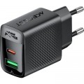 Зарядний пристрій Acefast 2xUSB 30W (USB-C+USB-A) Gan A98 Black (6974316283263)
