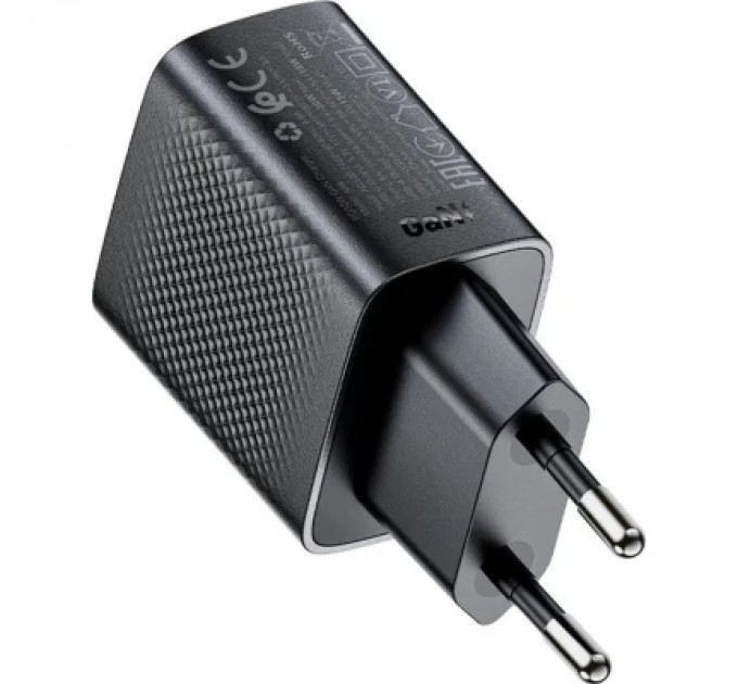 Зарядний пристрій Acefast 2xUSB 30W (USB-C+USB-A) Gan A98 Black (6974316283263)