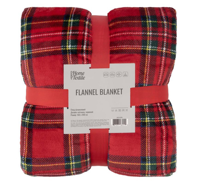 Ardesto Плед Ardesto Christmas Flannel 160х200см, 100% поліестер, клітинка, червоний (ART0133PB)