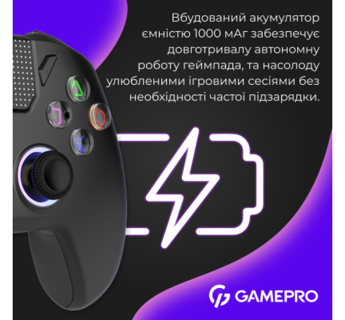 GamePro Геймпад GamePro із зарядною станцією 2.4G/BT 5.1/USB (Switch/PS/PC/iOS/Android) RGB Black (GPS20BDOC)