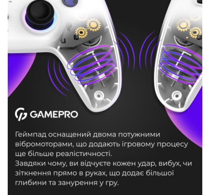 GamePro Геймпад GamePro із зарядною станцією 2.4G/BT 5.1/USB (Switch/PC/PS/iOS/Android) RGB White (GPS20W)