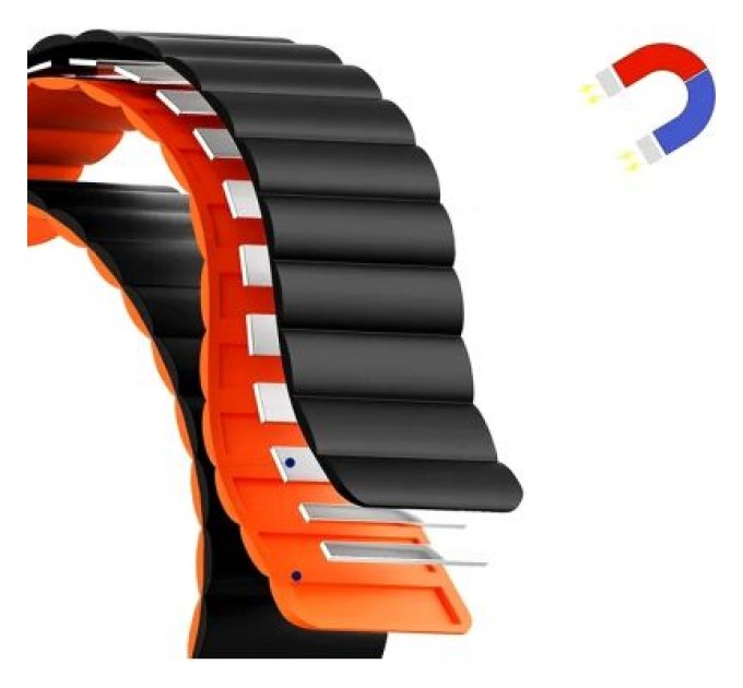 Ремінець до смарт-годинника Drobak Silicone Magnetic Link для Apple Watch All Series Ultra 2 49/45/44/42mm Dark black (898929)