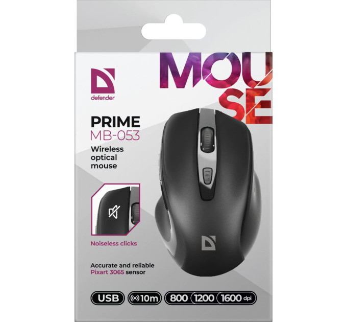Defender Мишка Defender Prime MB-053 Silent Wireless Black (52053)