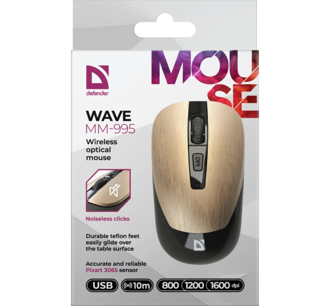 Defender Мишка Defender Wave MM-995 Silent Wireless Bronze (52992)
