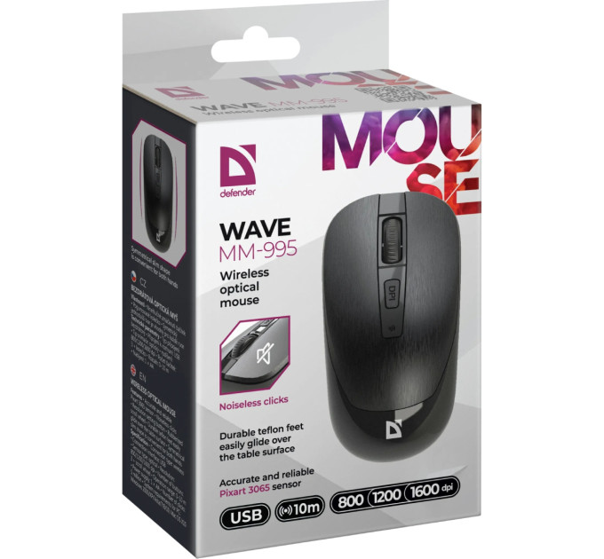 Defender Мишка Defender Wave MM-995 Silent Wireless Black (52995)