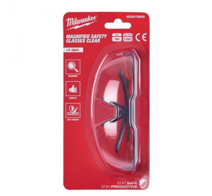 Захисні окуляри Milwaukee із зоною корекції, +1, прозорі (4932478909)