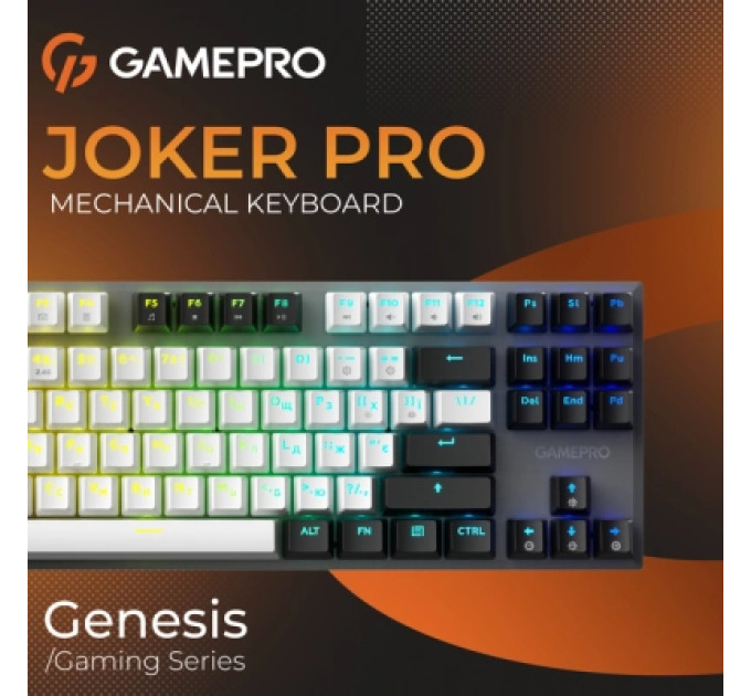GamePro Клавіатура GamePro Genesis Joker Pro MK124G Pro Outemu Red Switch Wireless/Bluetooth/USB UA Gray (MK124G Pro)