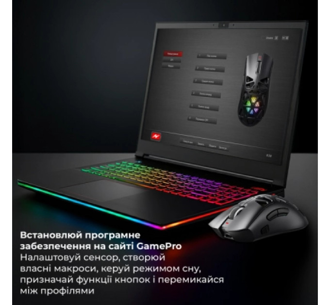 GamePro Мишка GamePro Genesis Spider Wireless/Bluetooth/USB Black (GM870B)