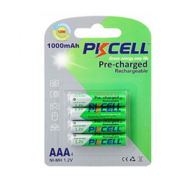 Акумулятор AAA R03 1000mAh 1.2V NiMH Already Charged, 4шт/бл PkCell (PC/AAA1000-4BA)