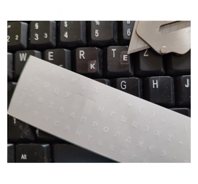 Наклейка на клавіатуру BestKey мініатюрна прозора, 56, білий (BKm3WhTr)