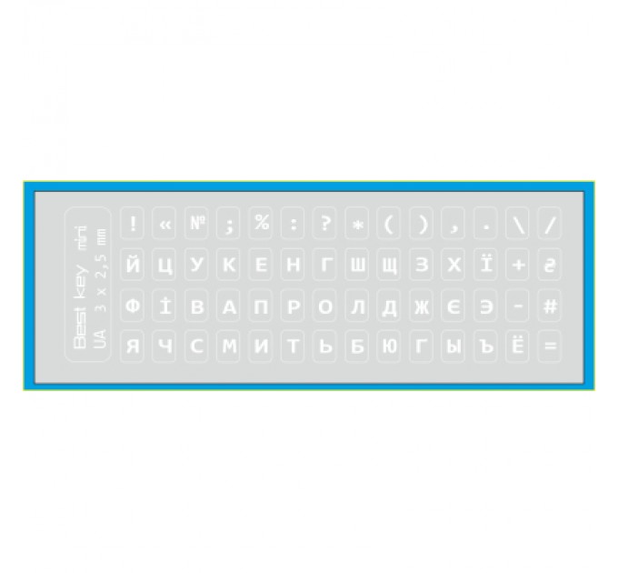 Наклейка на клавіатуру BestKey мініатюрна прозора, 56, білий (BKm3WhTr)