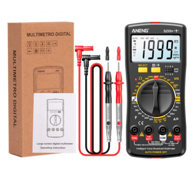 Цифровий мультиметр ANENG AN-SZ08+, V, A, R, C, T, F, функція hFE (AN-SZ08+)