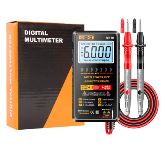 Цифровий мультиметр ANENG M119, V, A, R, C, T, F, функція hFE (M119)