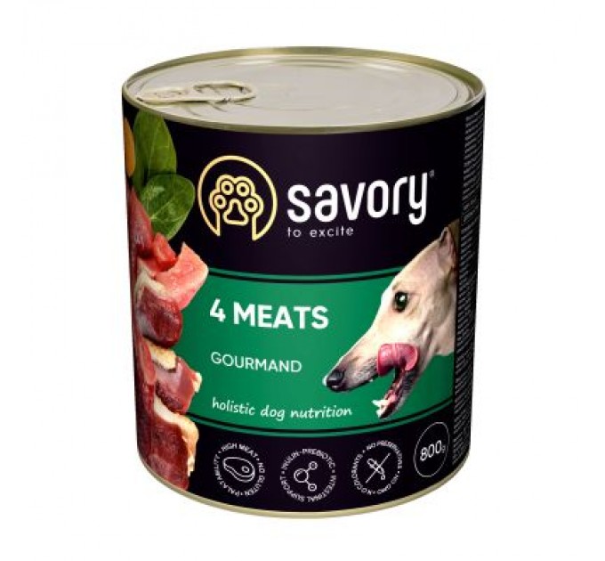 Консерви для собак Savory Dog Gourmand 4 види м'яса 800 г (4820232630402)