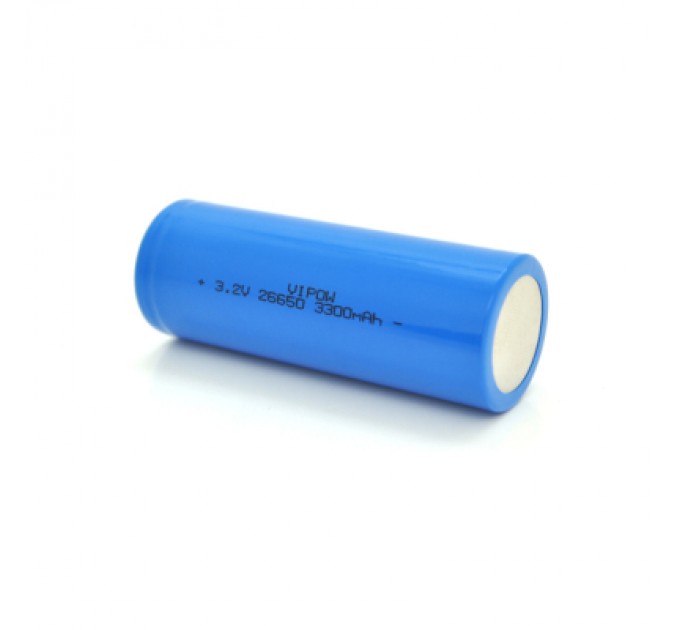 Акумулятор 26650 3300mAh, LiFePO4, FlatTop, 3.2V, Blue Vipow (IFR26650-3300mAhFT / 31075)